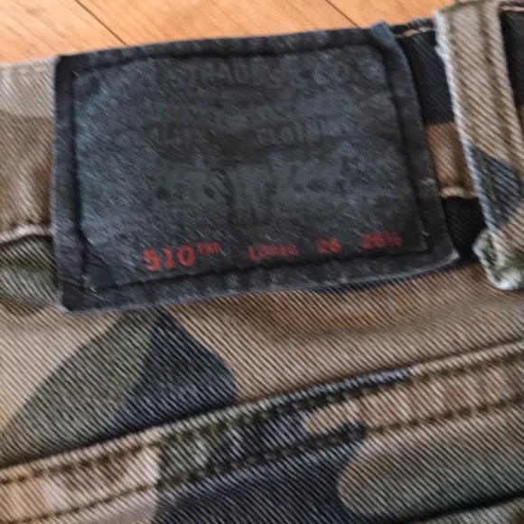 Levi’s boys super skinny jeans size 12 26”x26.5” military Camo green 510 worn 1x - Picture 5 of 7